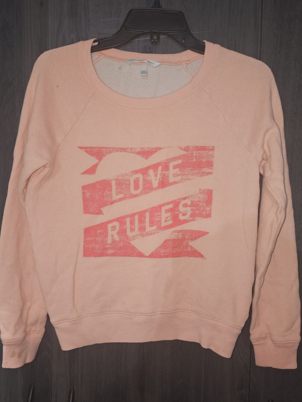 Victoria's Secret Crewneck Sweatshirt with Pink "Love Rules" Graphic XS